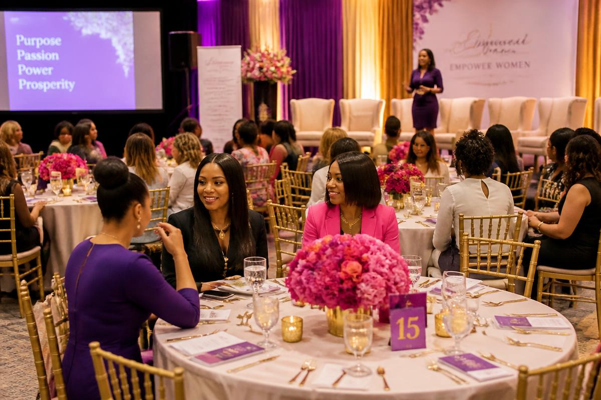 Women gathered at a Purses Pumps and Power Network event